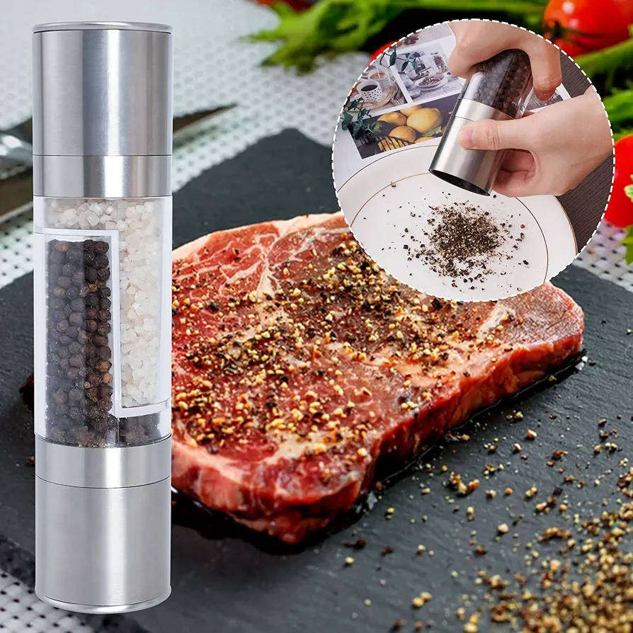 2 in 1 Salt and Pepper Grinder Stainless Steel Manual.