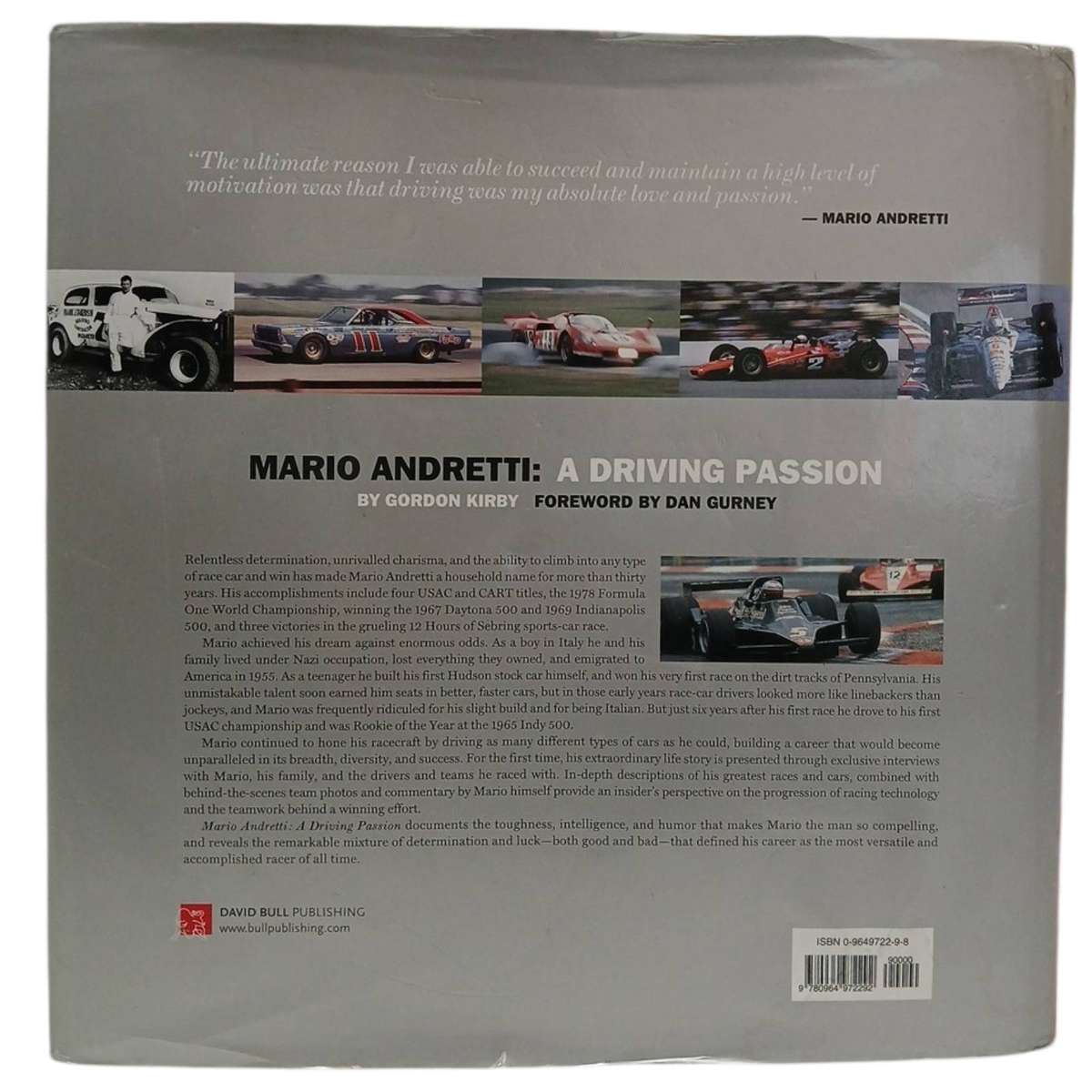 2001 Mario Andretti A Driving Passion By Gordon Kirby Hardcover w/Dustjacket