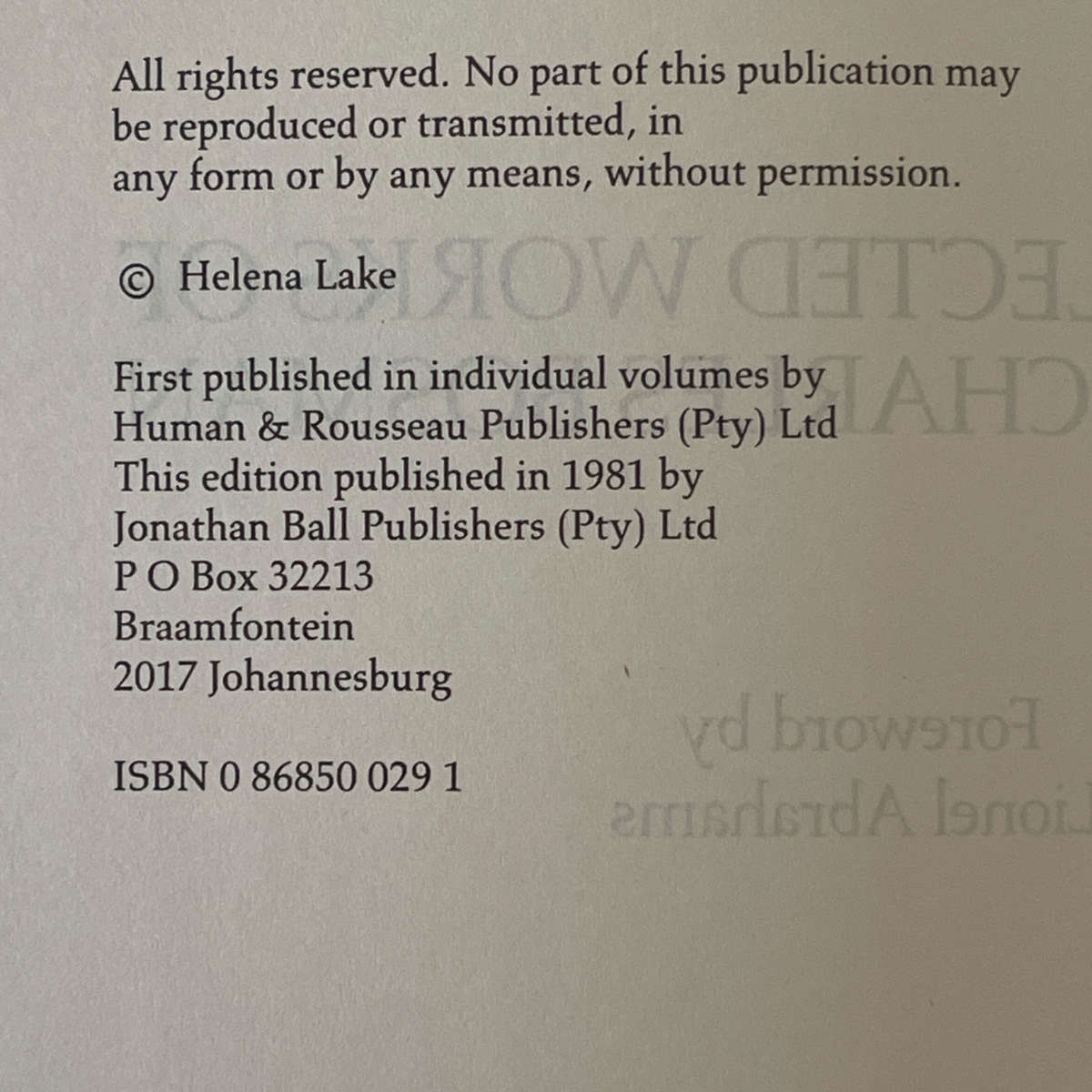 1981 The Collected Works of Herma Charles Bosman Volumes 1-2 by Lionel Abrahams Hardcover w/Dustjack