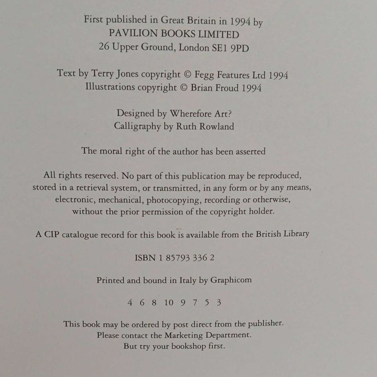 1994 Lady Cottington's Pressed Fairy  Book by Terry Jones Hardcover w/o Dustjacket