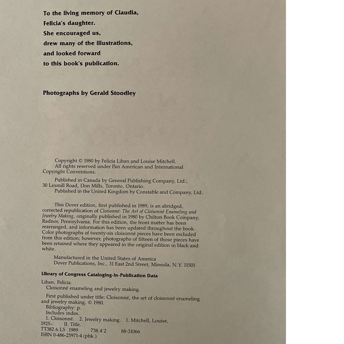 1980 Cloisonne Enameling and Jewelry Making by Felicia Liban & Louise Mitchell Softcover