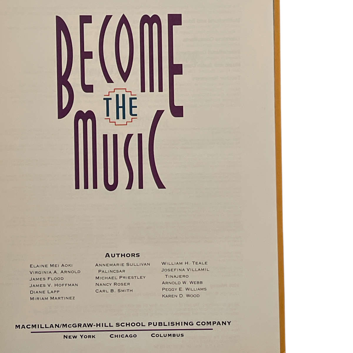 Become The Music, MacMillan/ McGraw-Hill Hardcover w/o Dustjacket