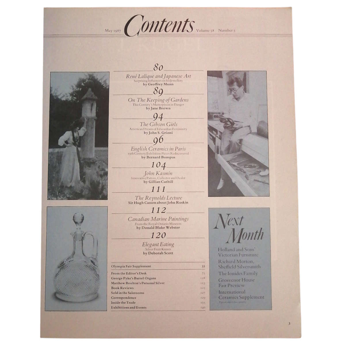 The Antique Collector Volume 58 Number 5 May 1987 Softcover