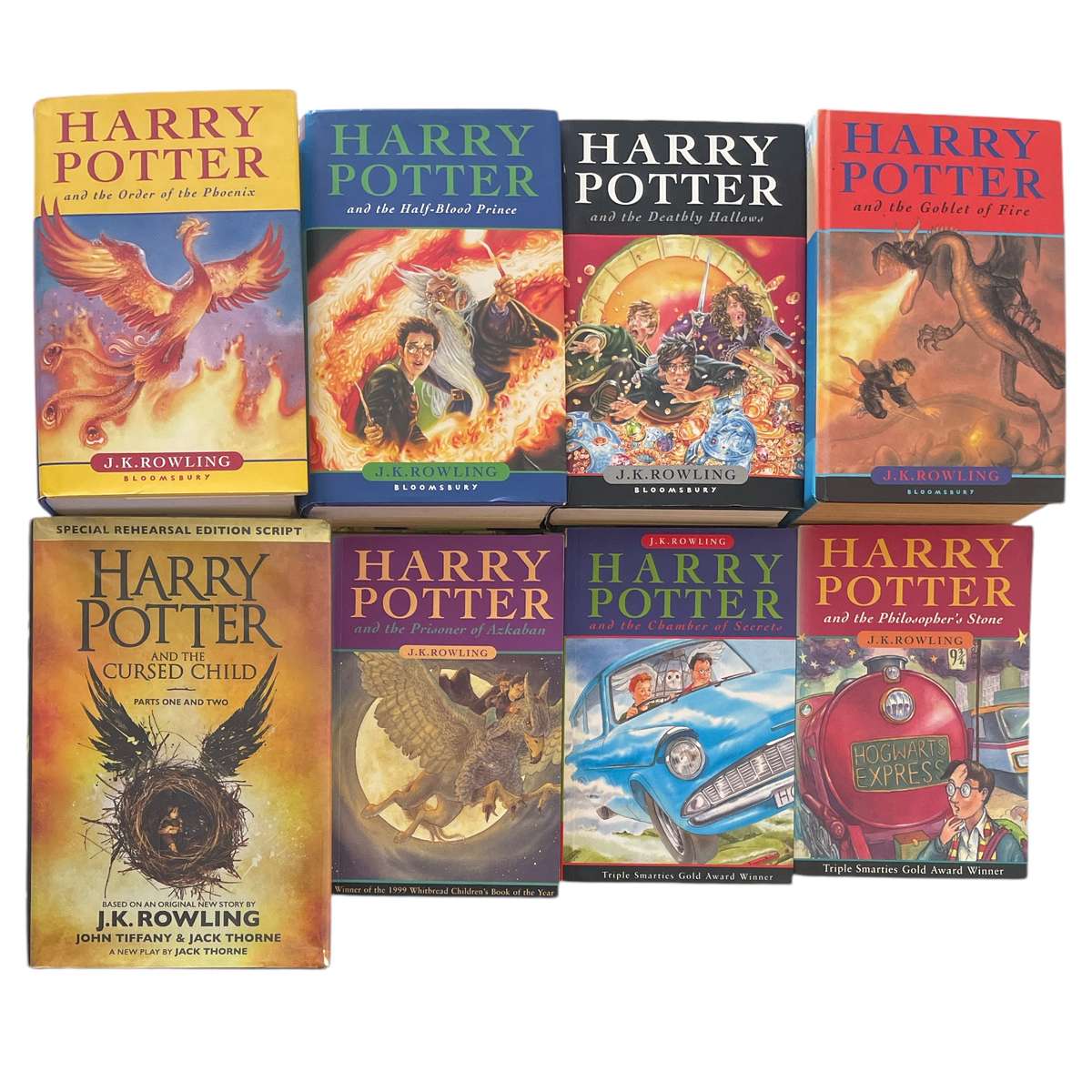 Harry Potter Book 1-7 Set and Harry Potter And The Cursed Child by J. K. Rowling  1997 Harry Potter