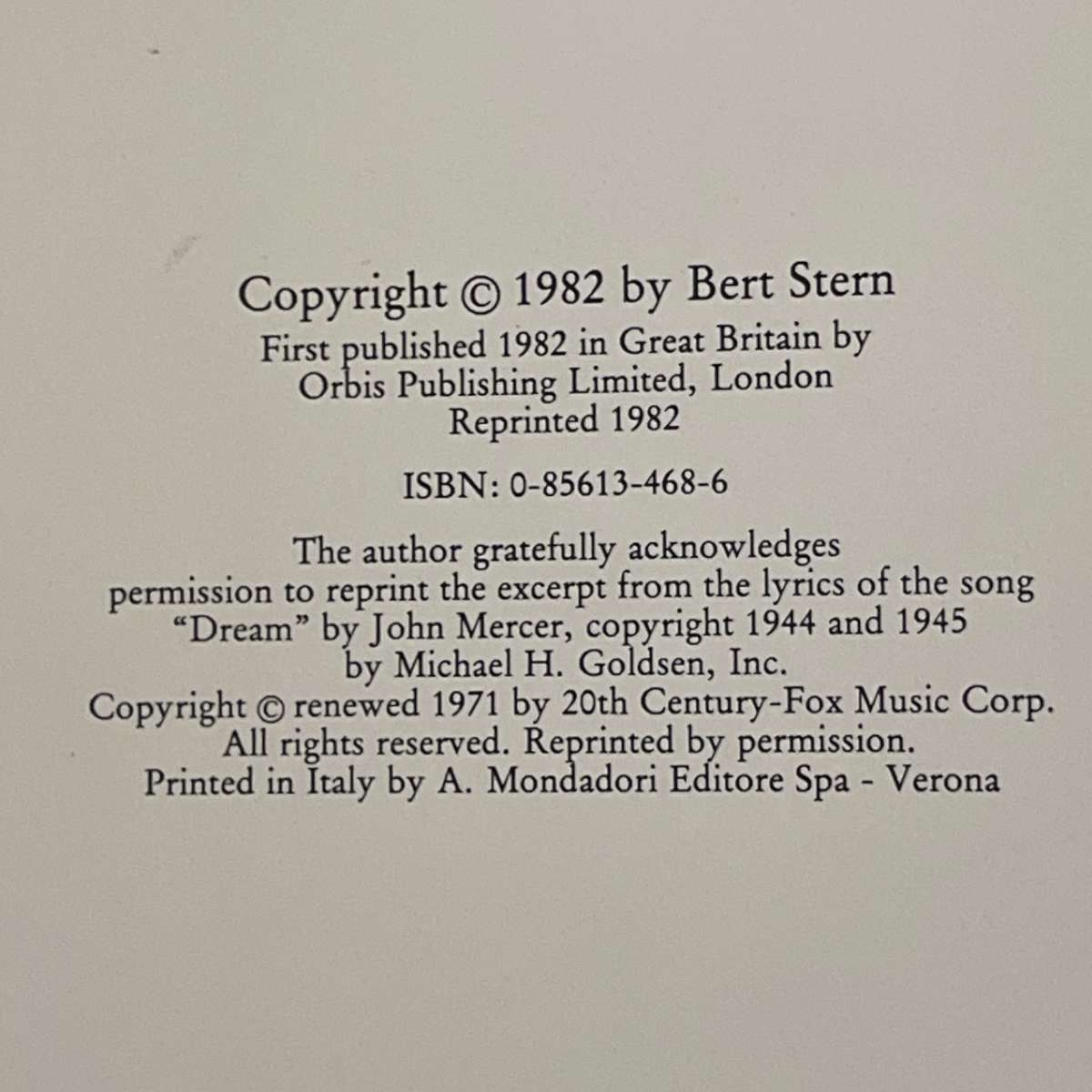1982 The Last Sitting by Bert Stern Hardcover w/Dustjacket