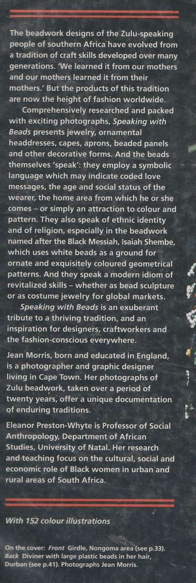 SPEAKING WITH BEADS: ZULU ARTS FROM SOUTHERN AFRICA by Jean Morris, text by Eleanor Preston-Whyte