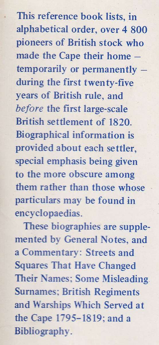 BRITISH RESIDENTS AT THE CAPE 1795-1819 by Peter Philip (Biographical Records of 4800 Pioneers)