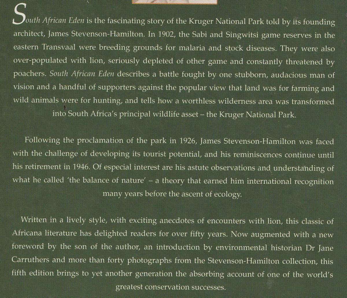 SOUTH AFRICAN EDEN: THE KRUGER NATIONAL PARK 1902-1946