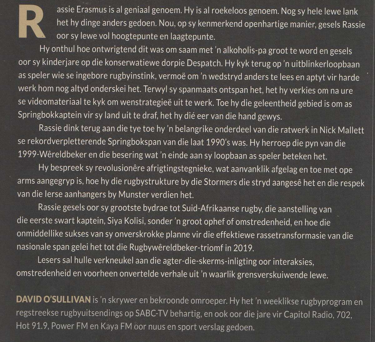 RASSIE: STORIES OOR RUGBY EN DIE LEWE: RASSIE ERASMUS en David O'Sullivan