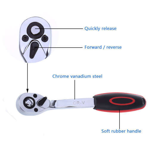 46PCS 1/4 INCH SOCKET SET AUTO REPAIR TOOLS RATCHET SET TORQUE WRENCH COMBINATION DRILL BITS