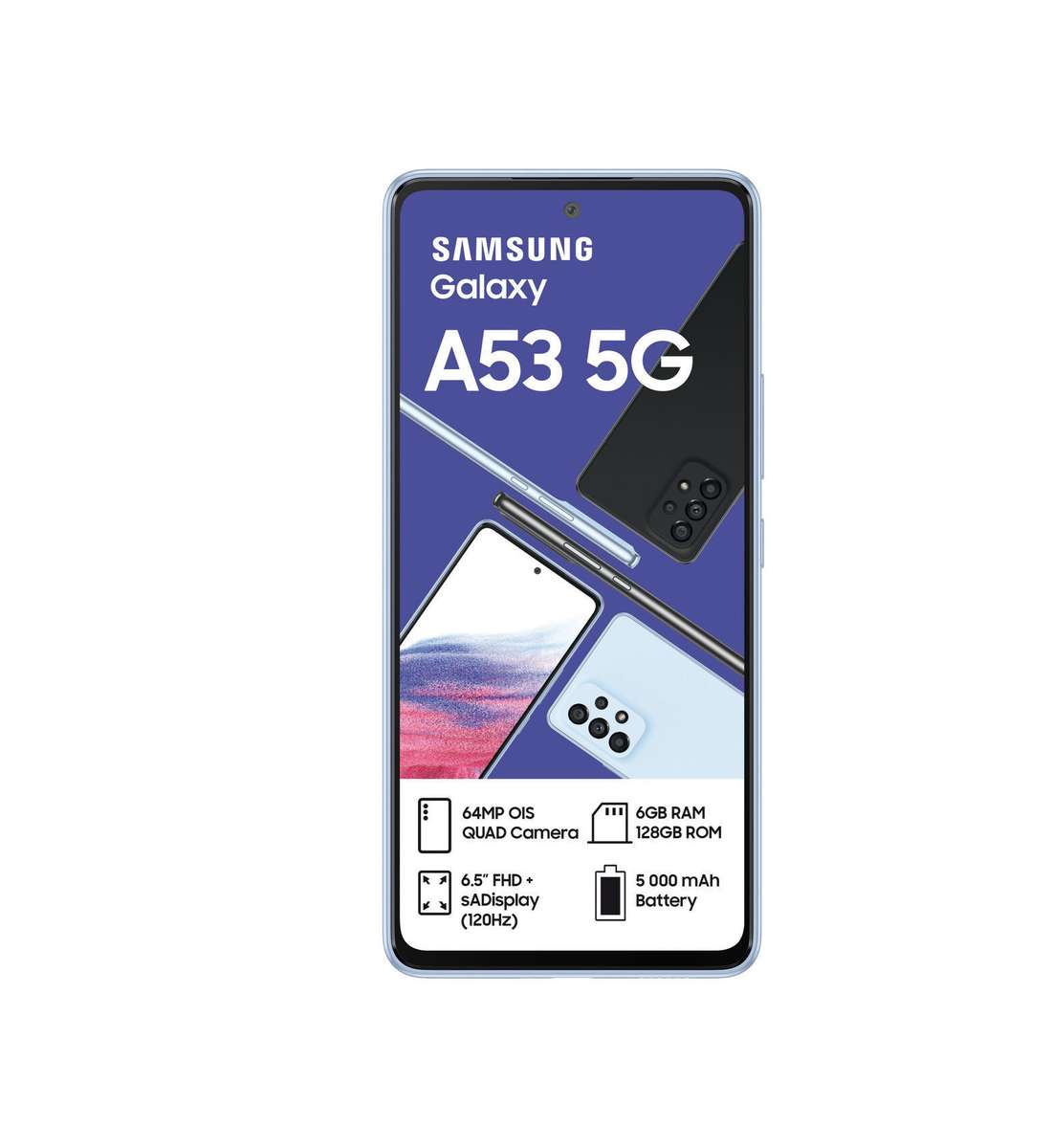 SAMSUNG GALAXY A53 5G/ QUADRUPLE 64MP CAMERA, 128G/6G,IN-DISPLAY FINGERPRINT