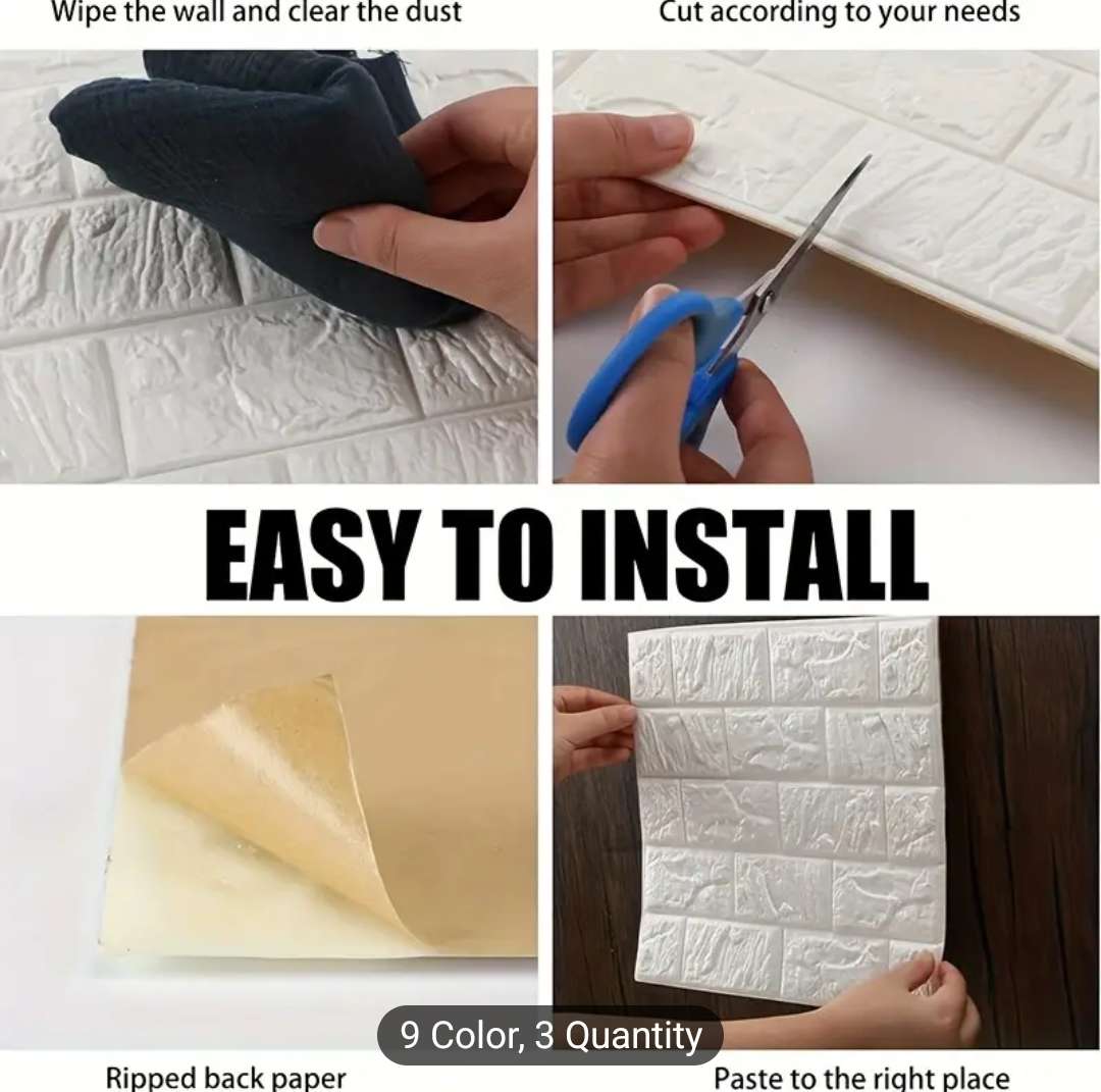 10 PIECE 3D SELF-ADHESIVE WATERPROOF P.E FOAM WALLPAPER PANEL