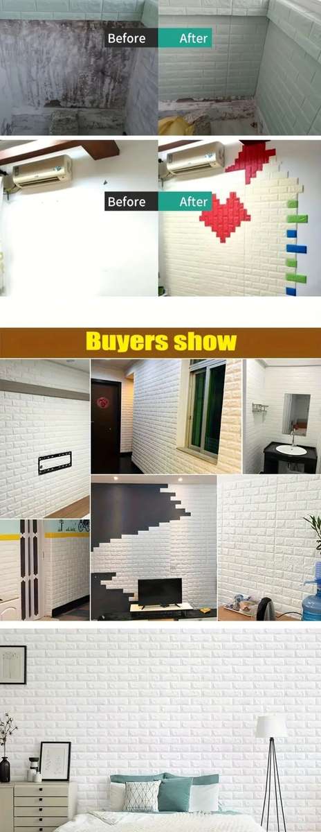 10 PIECE 3D SELF-ADHESIVE WATERPROOF P.E FOAM WALLPAPER PANEL
