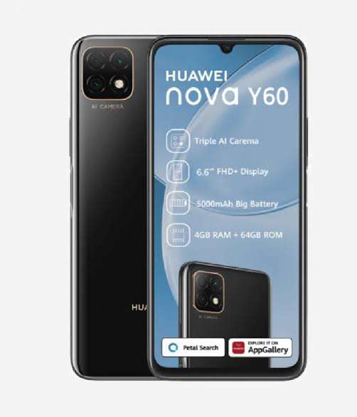 SMARTPHONE HUAWEI NOVA Y60|| 64G/4G TRIPLE CAM,FINGERPRINT AND BIG HD SCREEN,BARGAIN