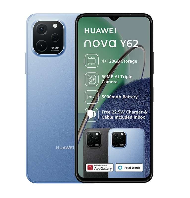 BRAND NEW SMARTPHONE | HUAWEI NOVA Y62, 4G/128G | 50MP TRIPLE AI CAM,BARGAIN