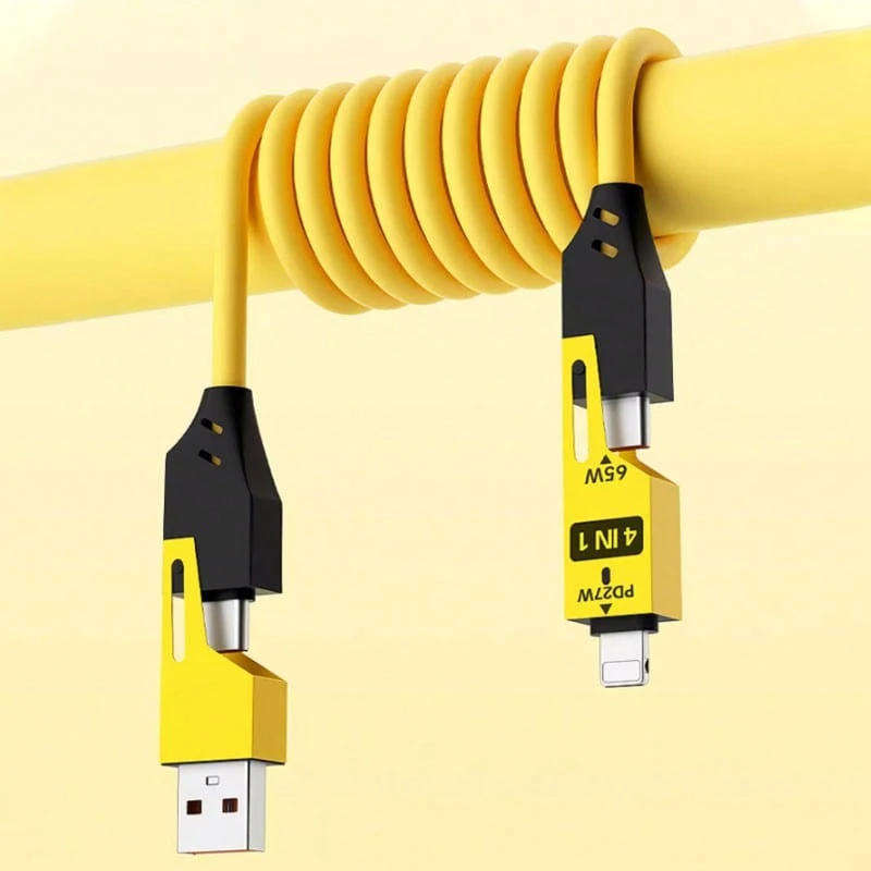4 In 1 Spring Charging Cable - 65W USB To USB C Cable