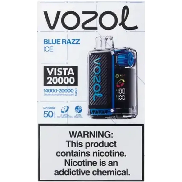 Vozol Blue Razz Ice 5% Vista 20000 Rechargeable Disposable Vape