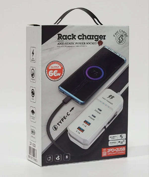5.1A Fast Rack Charger 2 x USB & 2 x Type C PD Charging Ports