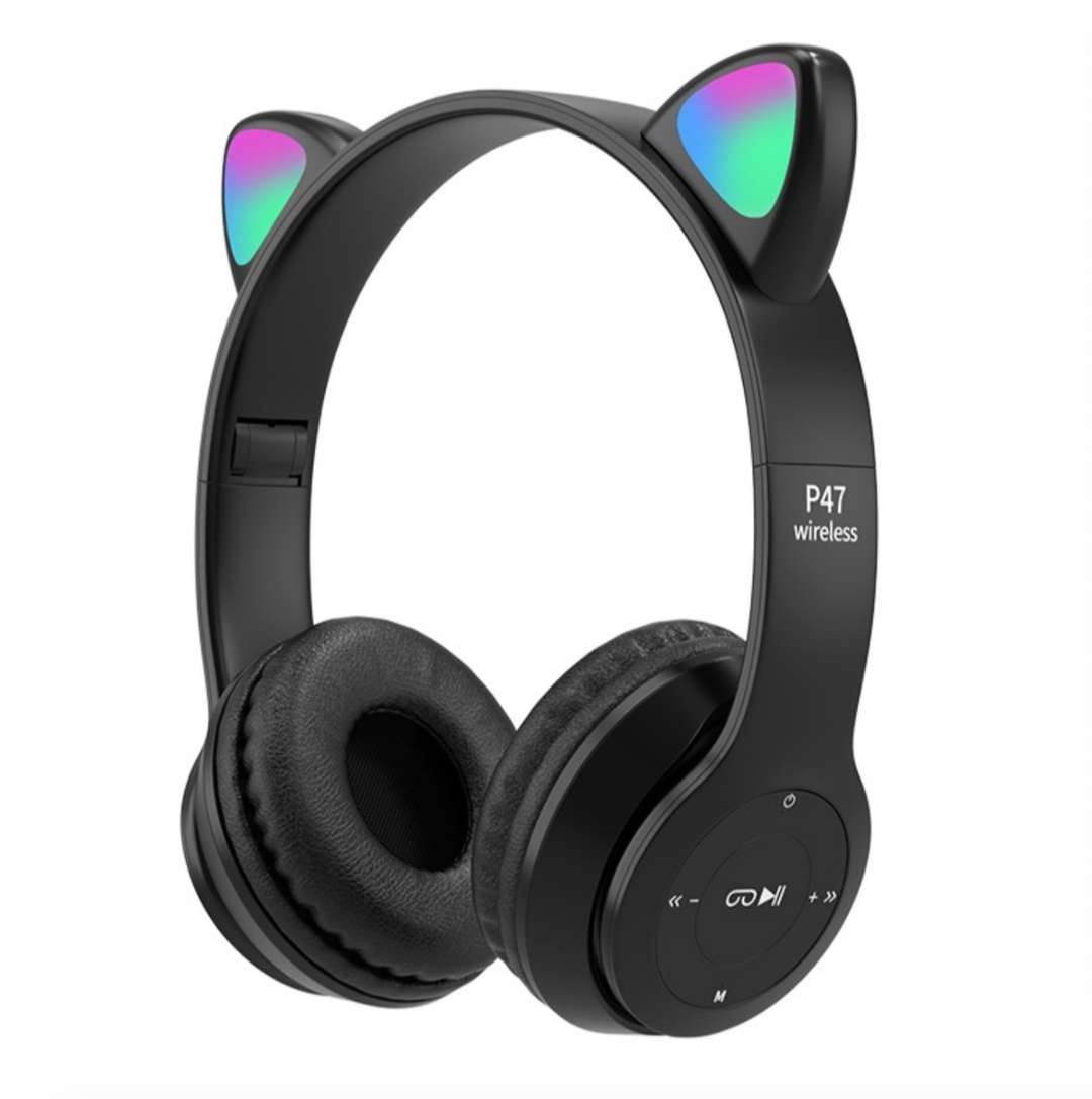 RGB Cat Ear Bluetooth Headset with Micro SD Card Slot