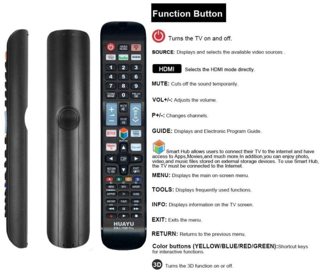 Universal remote control for Samsung TVs