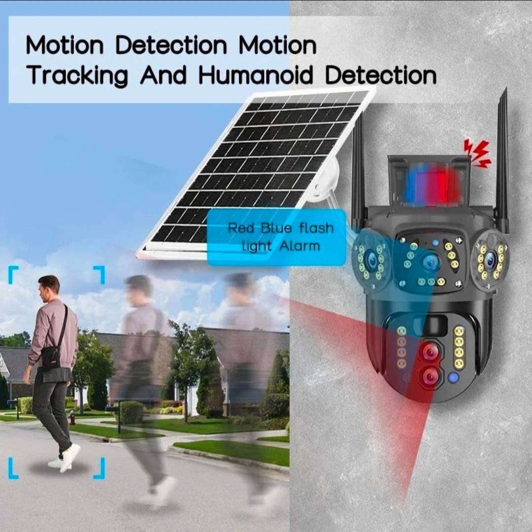 Wireless Solar PTZ 3 Angle CCTV