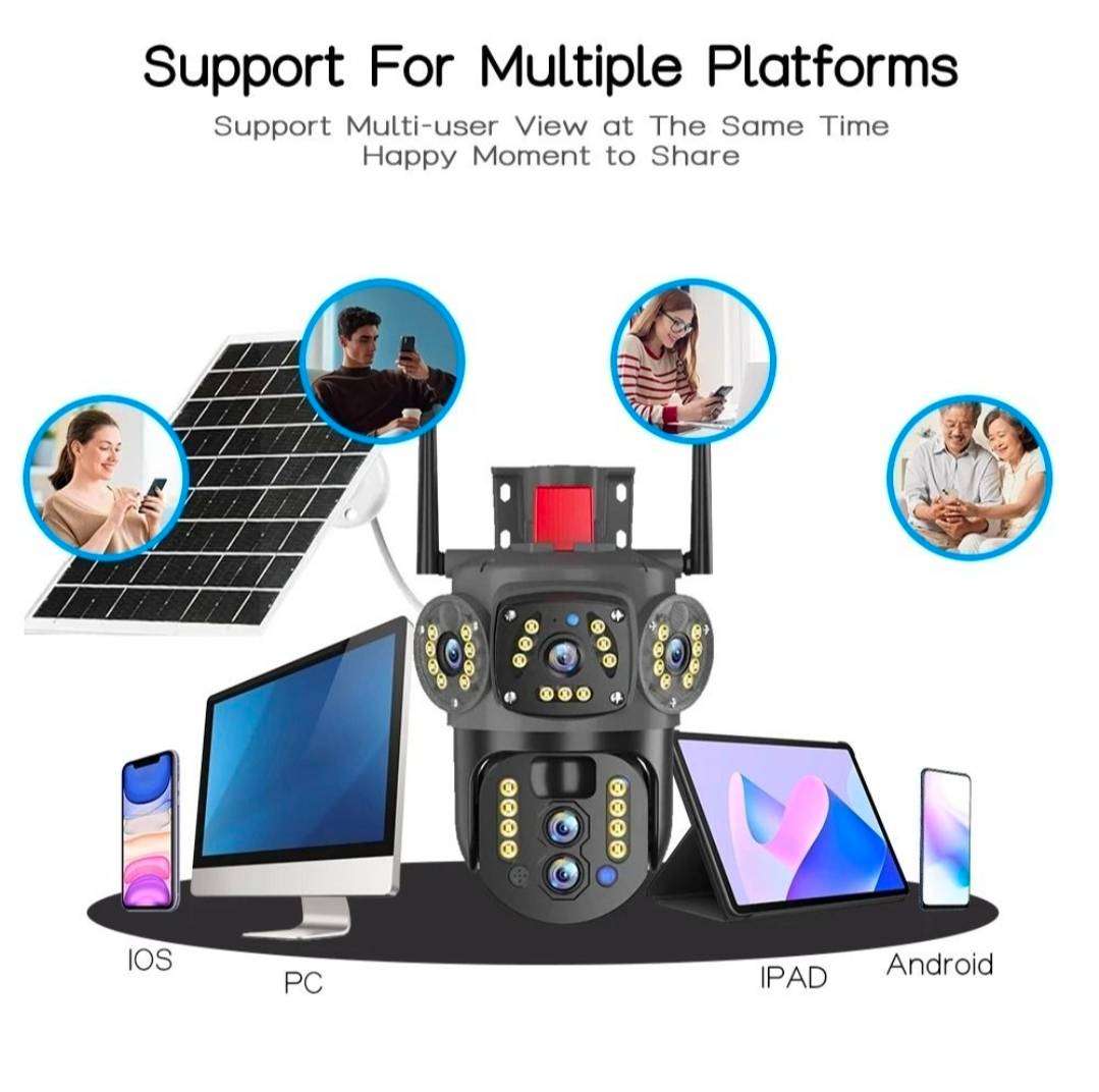Wireless Solar PTZ 3 Angle CCTV