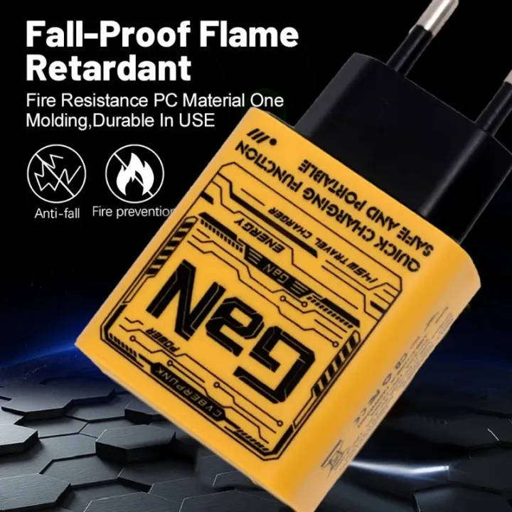 65W GaN Fast Charge USB Charger and 2 USB Fast Charging Cable Set