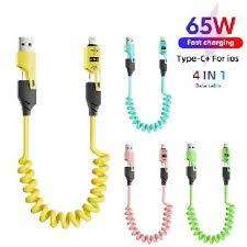 4 In 1 Spring Charging Cable - 65W USB To USB C Cable