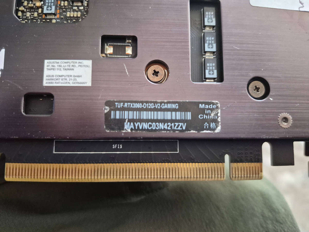 12GB Asus TUF gaming GeForce RTX 3060-012G-v2-gaming , GPU does work however is showing lines