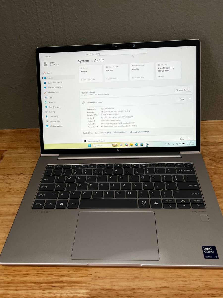  HP EliteBook 640 G11 Notebook PC    Processor: Intel® Core Ultra 5 135U (1.60GHz)  RAM: 16