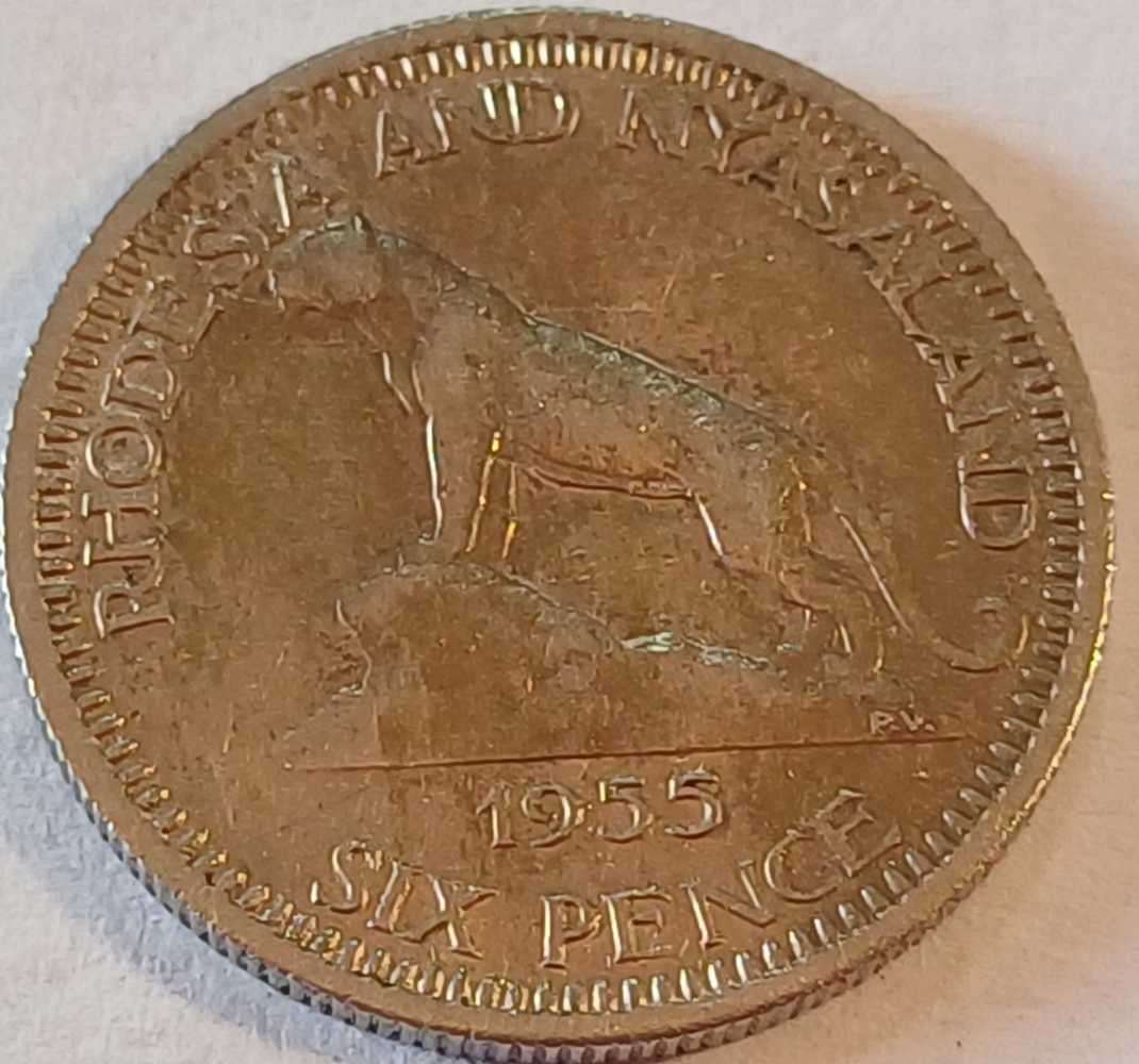 1955 Rhodesia & Nyasaland Six Pence