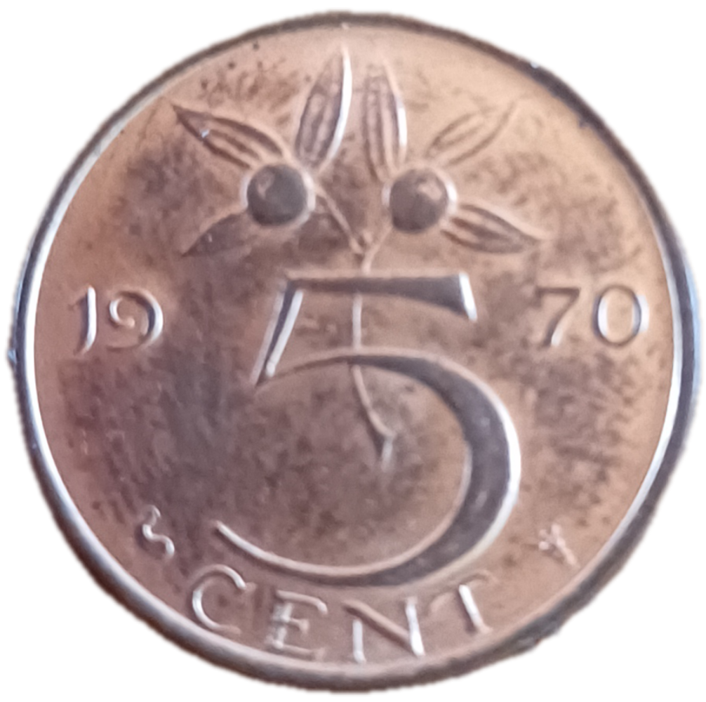 1970 Netherlands 5 Cent
