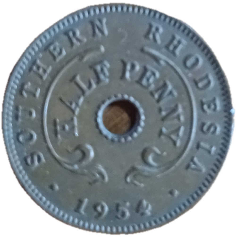 1954 Southern Rhodesia Half Penny