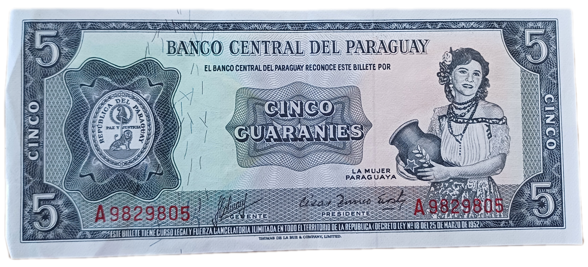 Paraguay Bank Note 5 Guaranies