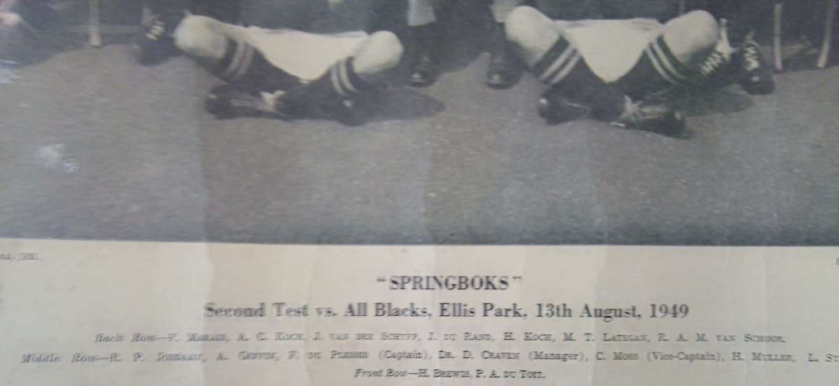 Rare 1949 second test 13th August 1949- vs All blacks @ Ellis Park -  Springbok South Africa Rugby T