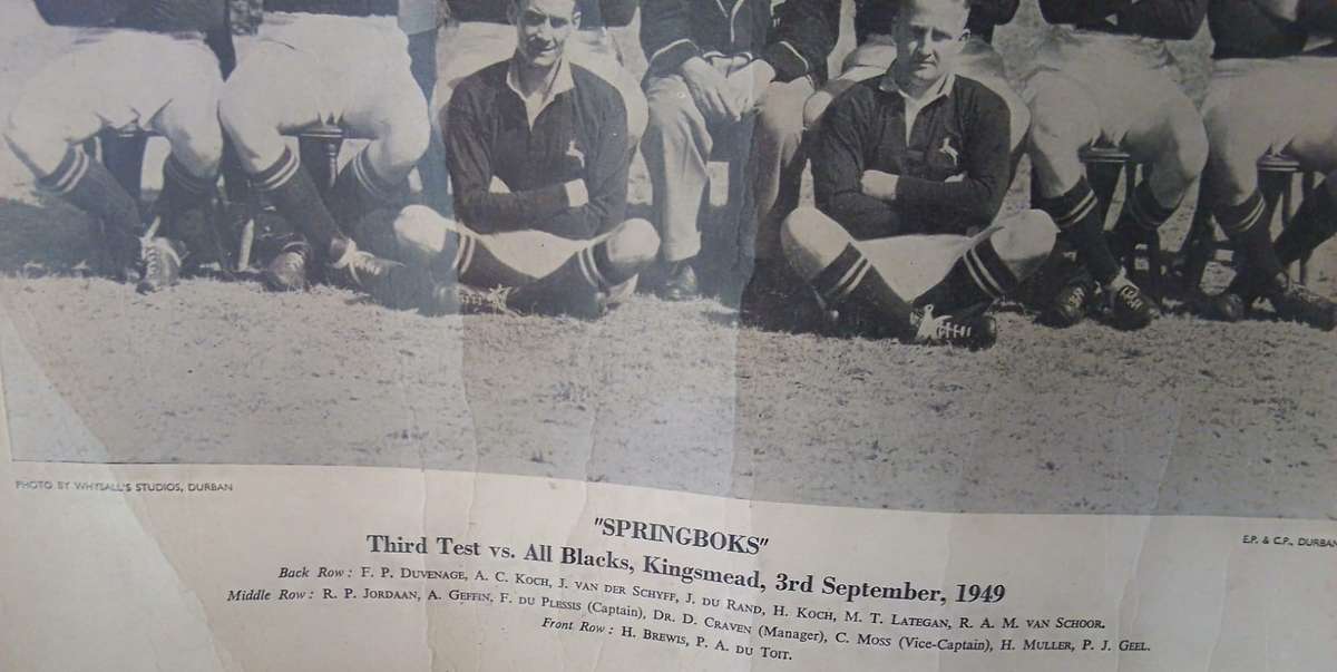 Rare 1949 Third test 3rd September 1949- vs All blacks @ Kingsmead  -  Springbok South Africa Rugby