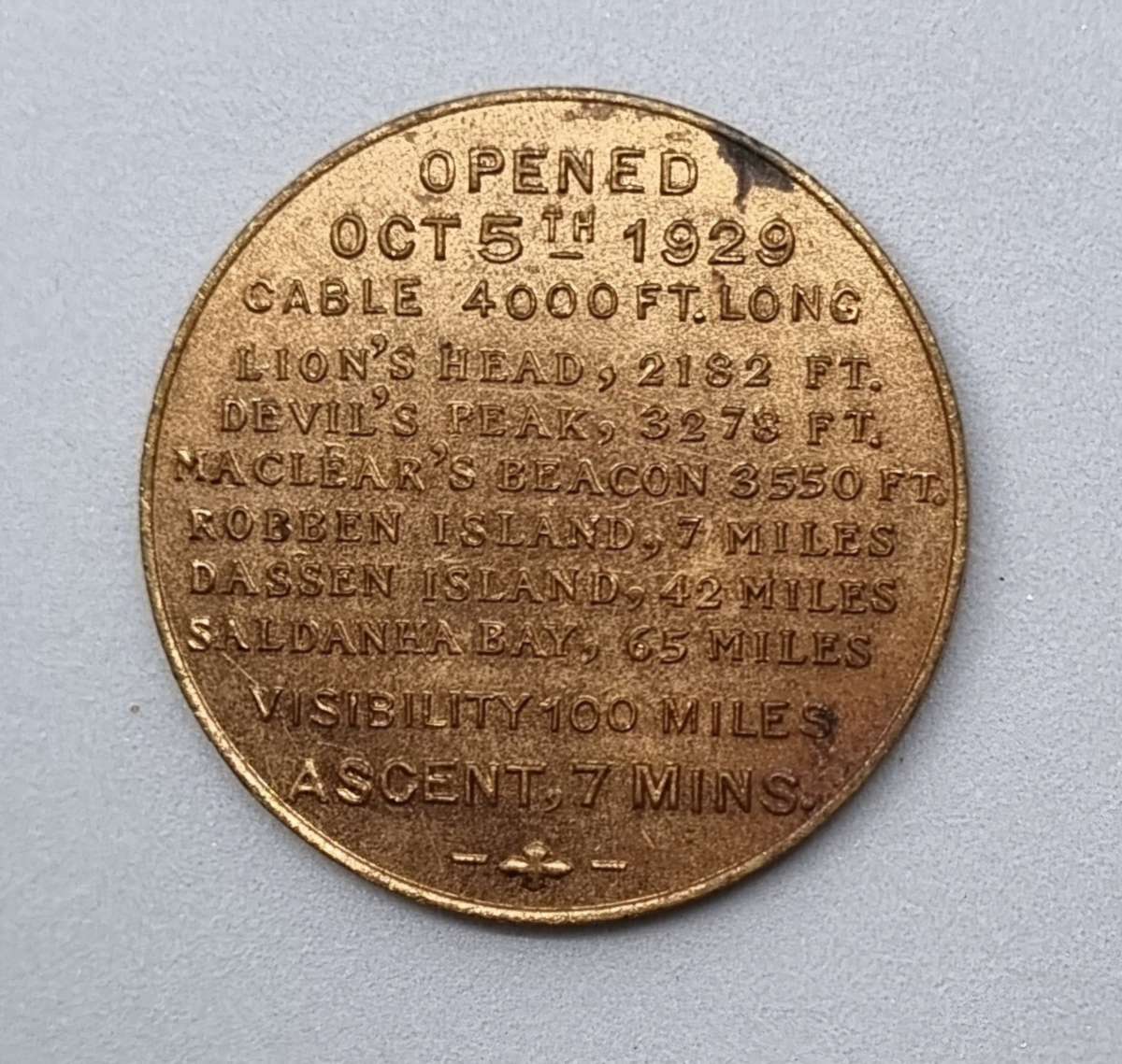 The Table Mountain Aerial Cableway Token / Medallion