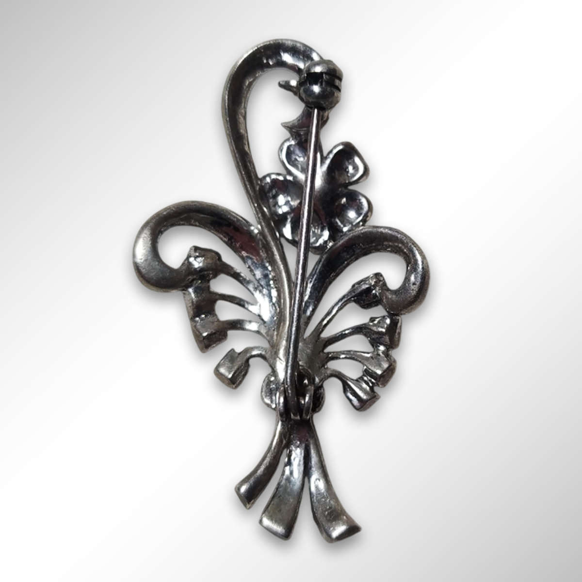 925 Sterling Silver Brooch With Marcasites