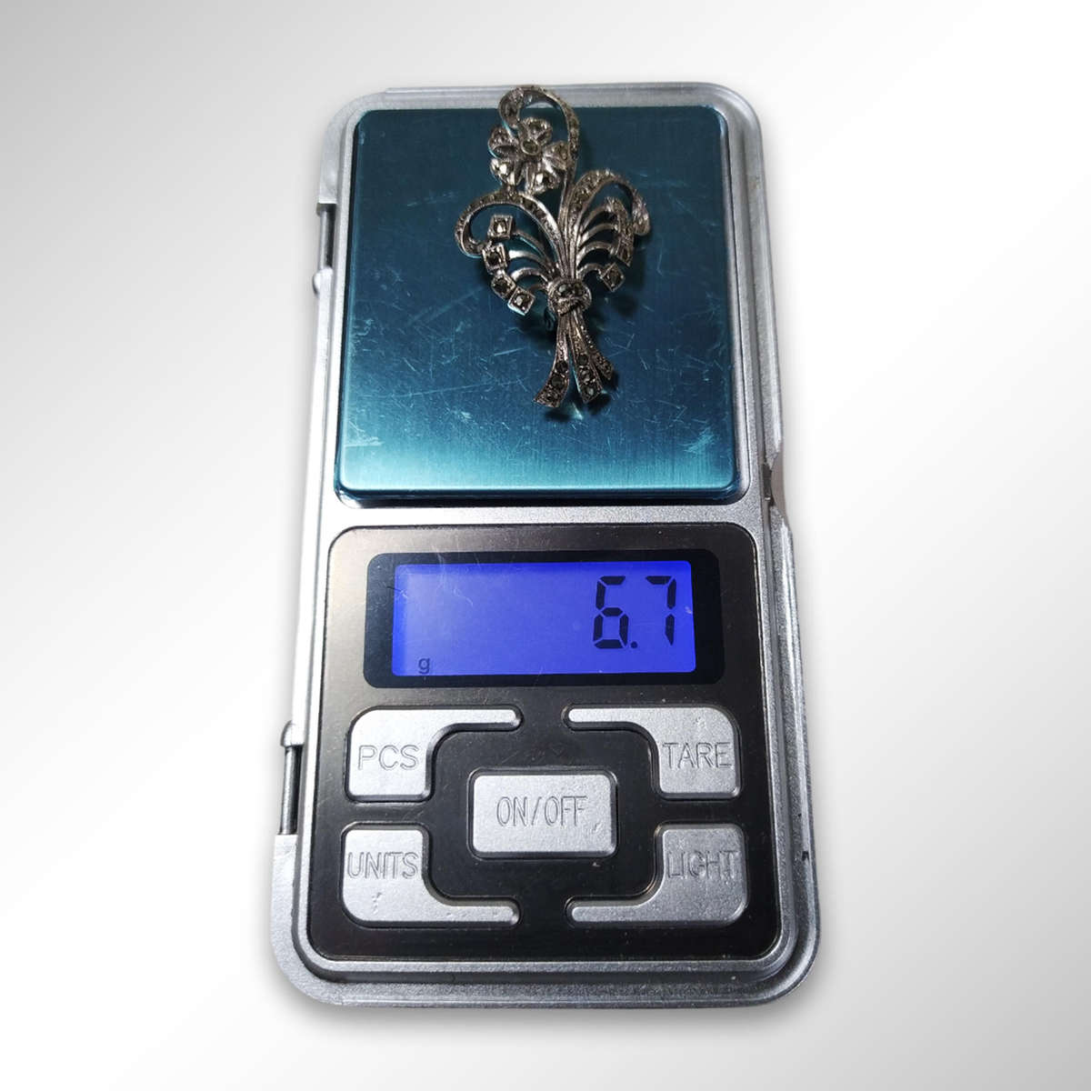 925 Sterling Silver Brooch With Marcasites