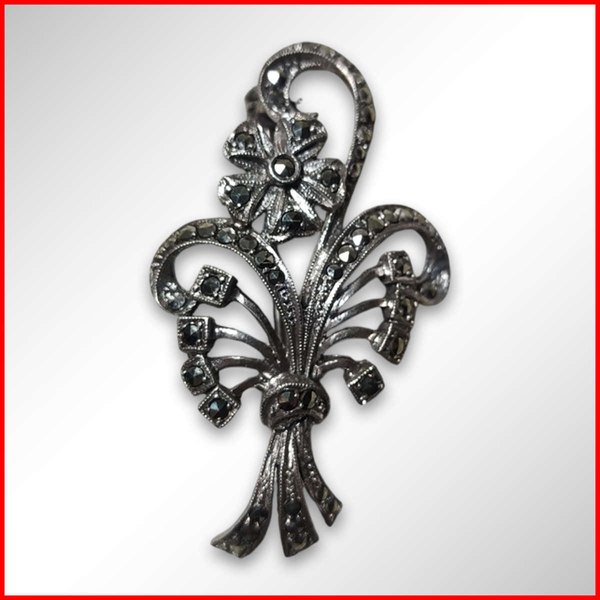 925 Sterling Silver Brooch With Marcasites