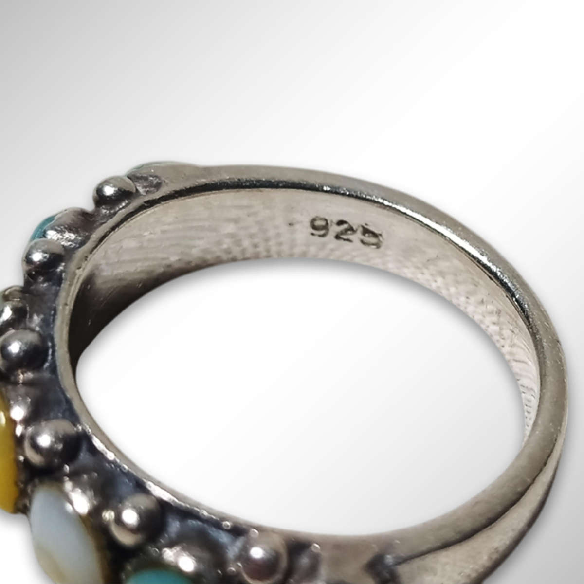 925 Sterling Silver Ring With Multiple Precious Stones