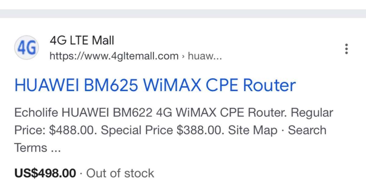 HUAWEI EchoLife BM625 WiMAX CPE Router DWBM625RTR