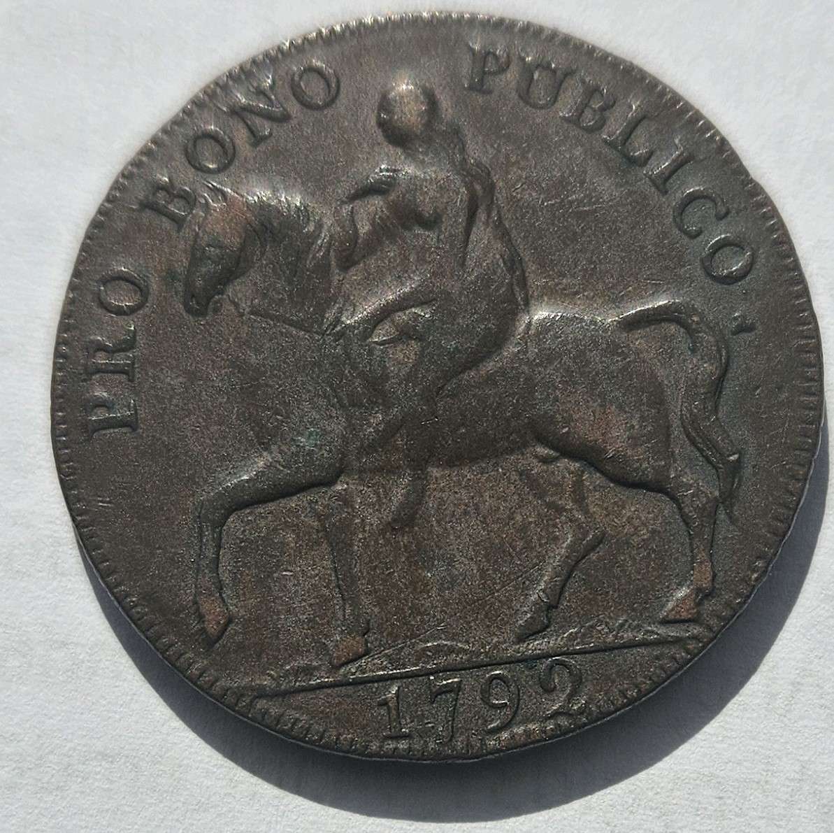 1792 Coventry Halfpenny Token - Lady Godiva - PRO BONO PUBLICO. - Very Scare in South Africa, XF