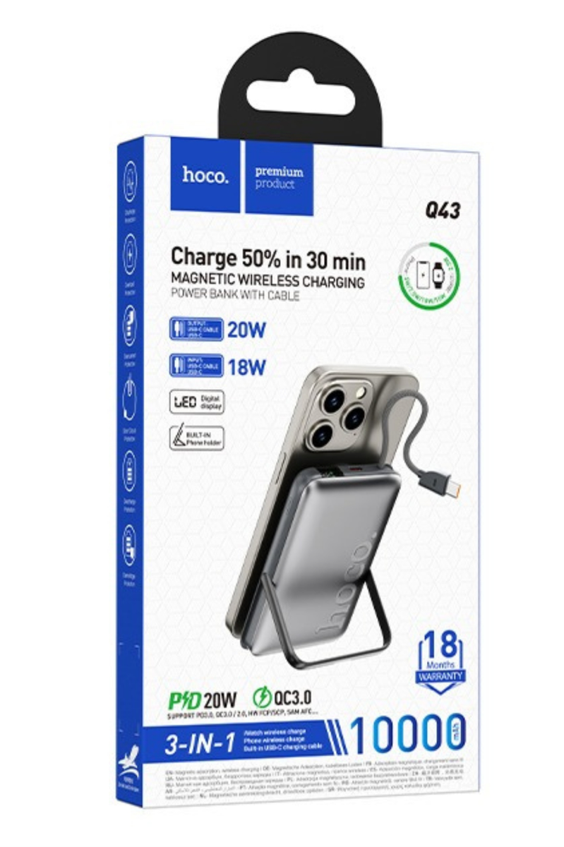 Hoco Q43 10000mAh 20W Magnetic Wireless Power Bank