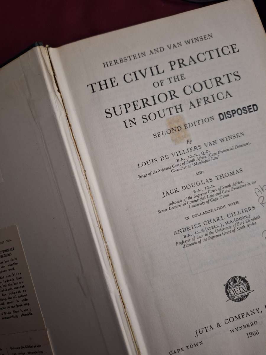 THE CIVIL PRACTICE of the SUPERIOR COURTS in SA 1966. Herbstein and van Winson