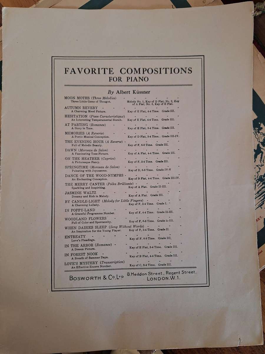 SHEET MUSIC - In Forest Nook - Favourite compositions for piano by Albert Kussner. pp8