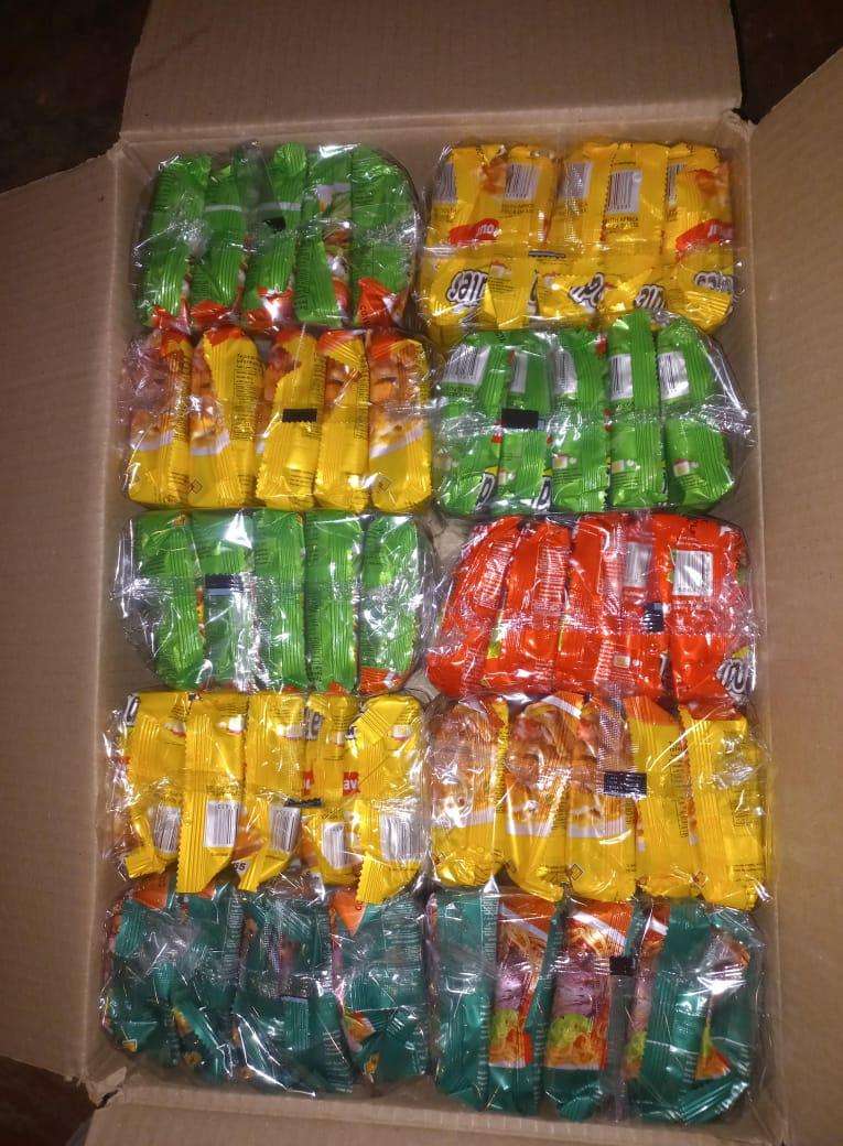 box of instant Noodles with different flavour