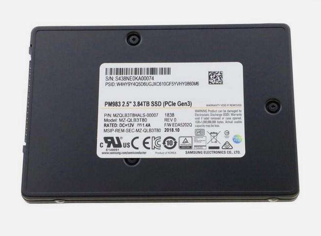 Samsung PM883/PM893 3.84TB SATA SSD  Model MZ7LH3T80 (Used  6 Hours Run Time)