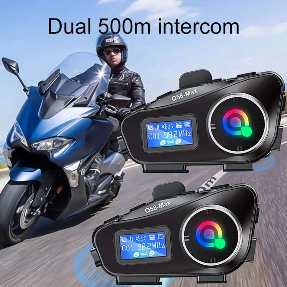 Advanced Motorcycle Helmet Intercom with Bluetooth Calls, Music Streaming, FM Radio