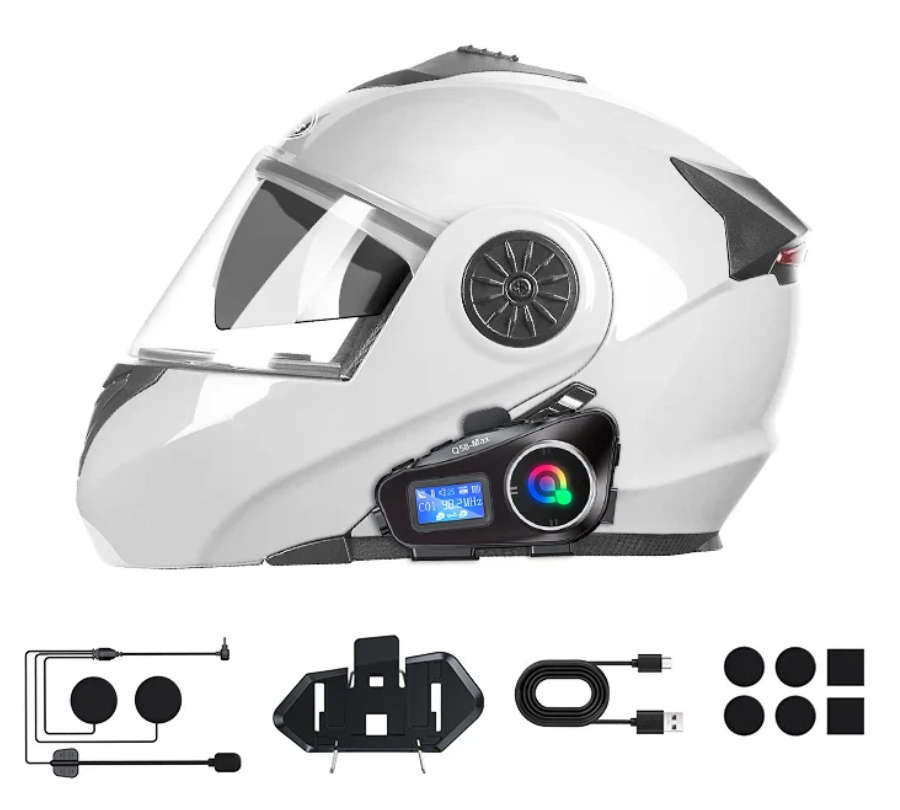 Advanced Motorcycle Helmet Intercom with Bluetooth Calls, Music Streaming, FM Radio